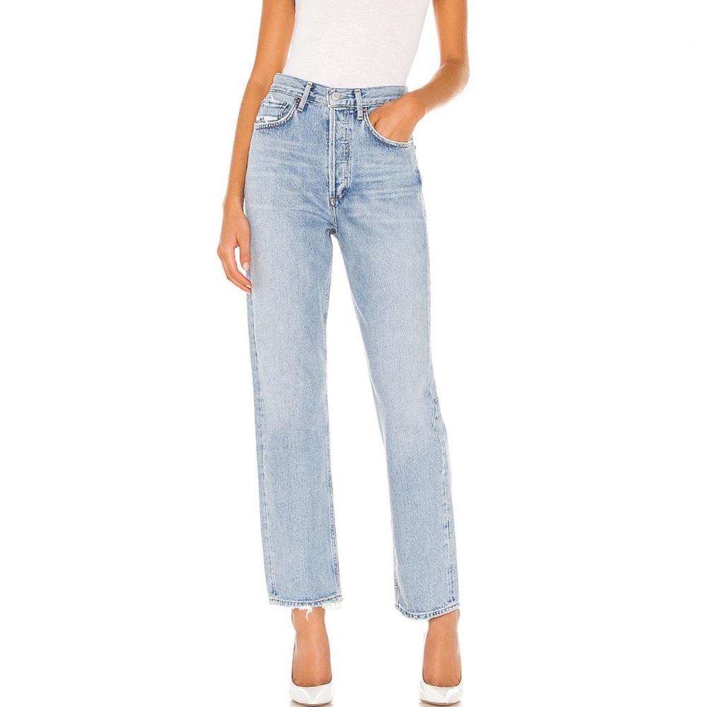 AGOLDE High-Rise Light Blue Straight Leg Jeans